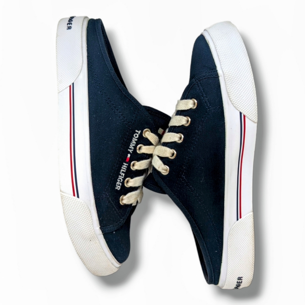 Tommy Hilfiger | Vintage Y2K Navy Blue Slip On Lace Sneaker Mule Women's Size 6 - Picture 4 of 7